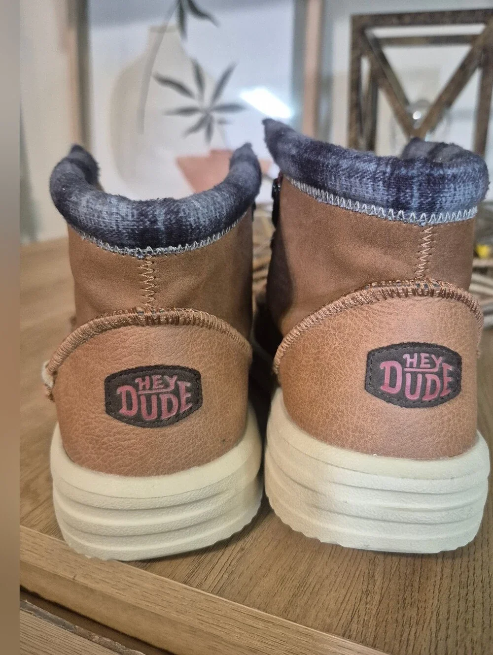 Hey Dude Kids Tan Suede Lace-Up Faux-Fur Collar Boots